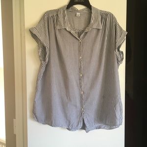 Cap sleeve striped blouse